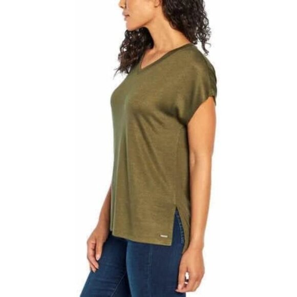 Orvis Knit Shirt Tunic T Shirt Top V Neck High Low Womens Green Size X Small - Picture 2 of 11